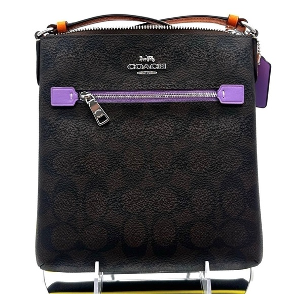 Coach Mini Rowan File Bag In Colorblock Signature Canvas Crossbody Bag - Picture 1 of 12